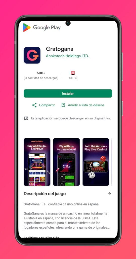 Aplicación móvil gratogana